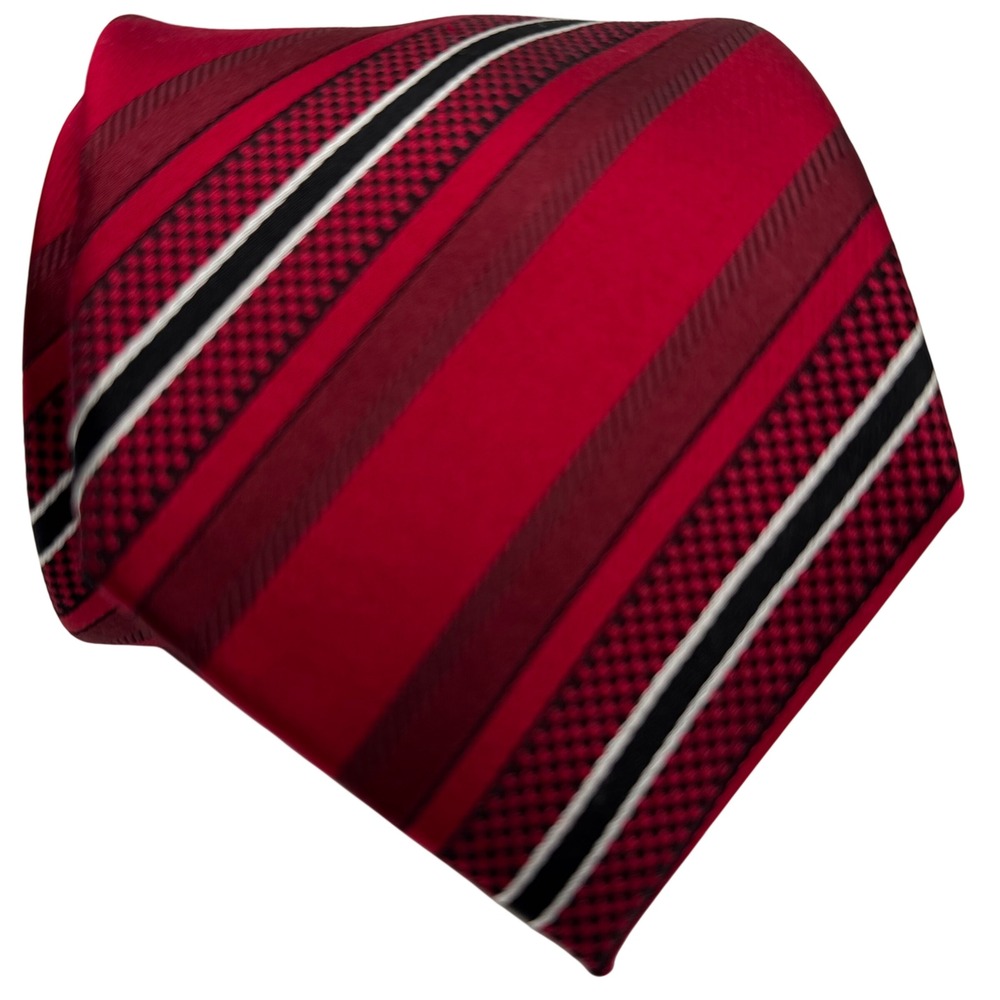 Donald J. Trump Signature Collection Striped Silk Necktie Mens Burgundy‎ Red